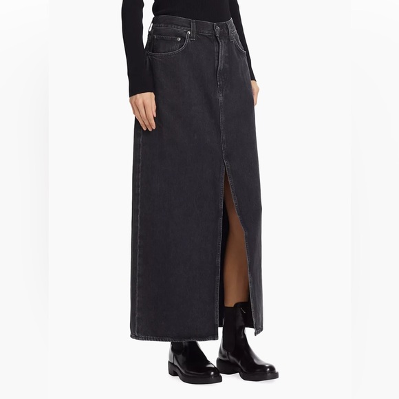 NWT Agolde Leif Denim 90s  vintage high waisted  Maxi Skirt in a black Sz 24 - Picture 10 of 16